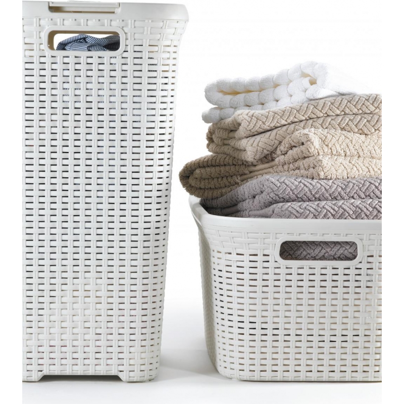 uniware 60 lt diseño hueco ropa sucia cesto para colada, fabricado en  Turquía, color blanco y beige