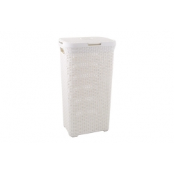 1 cesto ropa sucia bambú Cubo colada rectangular Cesta ropa sucia c/ tapa  blanco