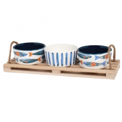 Juego aperitivo stoneware set base 3 piezas