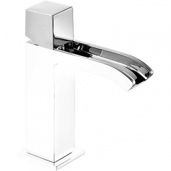 Monomando lavabo tres exclusive cuadro volante caÑo cascada libre blanco 00611002bl