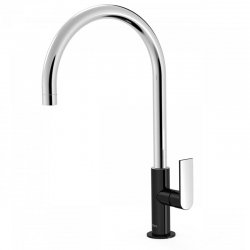 Monomando lavabo tres exclusive loft colors caño curvo 418mm negro 20020506ne