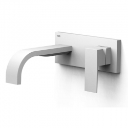 Monomando lavabo tres exclusive cuadro empotrado 240mm blanco mate 00630022bm