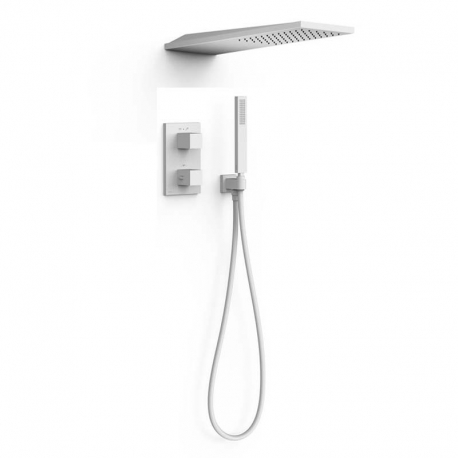Monomando kit ducha termostatico tres exclusive slim empotrado 550mm blanco mate 20225055bm
