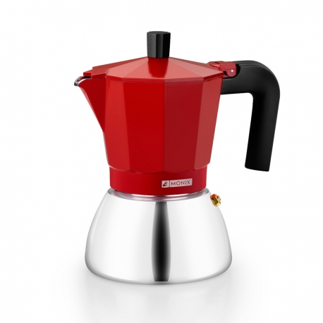 Cafetera monix induction roja 3 tazas