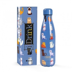 Botella termo inox idrink 500ml blue cats