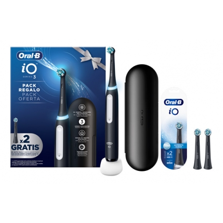 Cepillo dental oralb io3 funda 2 cabezales negro