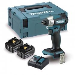 Atornillador de impacto bl makita dtd157rtj 18v lxt 140nm + 2 baterias + cargador + maletin