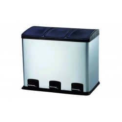 Cubo de basura inox reciclaje con pedal 3 compartimentos