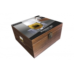 JUEGO DE WHISKY 2 VASOS Y 6 PIEDRAS CAJA MADERA