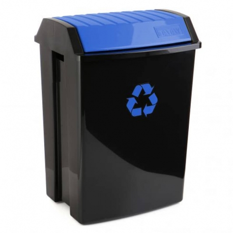 Contenedor reciclaje tatay 50 l negro tapa azul