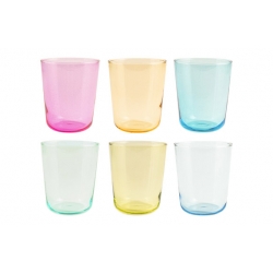 Vaso vidrio color juego 6 unidades