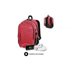 Mochila para portatil subblim antirrobo urban lock 16" rojo