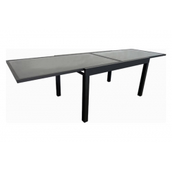 Mesa aluminio cristal extensible gris 140-280x90 cm